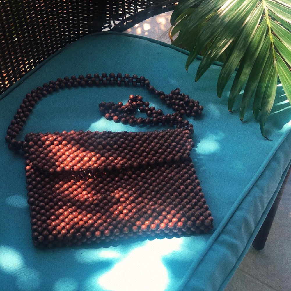 Vintage large beaded envelope bag with straps 🦂